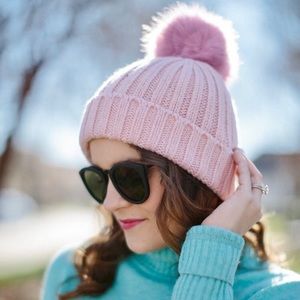 J. Crew ribbed beanie w/ faux-fur pom-pom